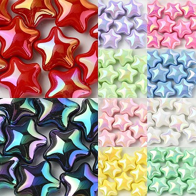 10Pcs UV Plating Plastic Beads SACR-YW0001-86A-1