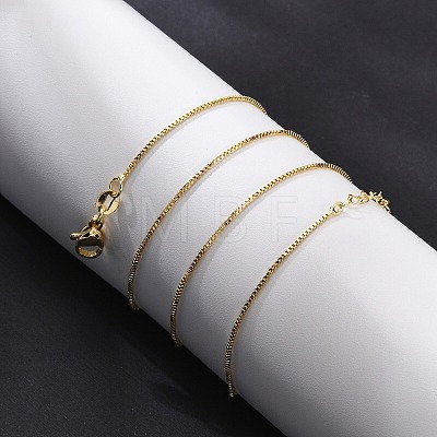 0.8mm Brass Box Chain Necklaces for Men Women NJEW-G160-19G-1