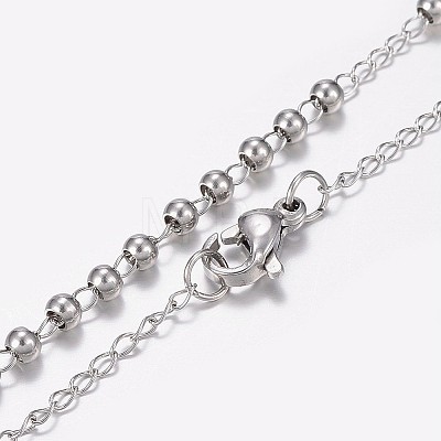 Non-Tarnish 304 Stainless Steel Rosary Bead Necklaces X-NJEW-I205-14P-1