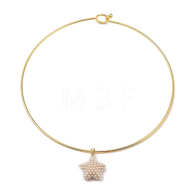 Brass with ABS Imitation Pearl Charm Bangles BJEW-Q350-05B-G-1