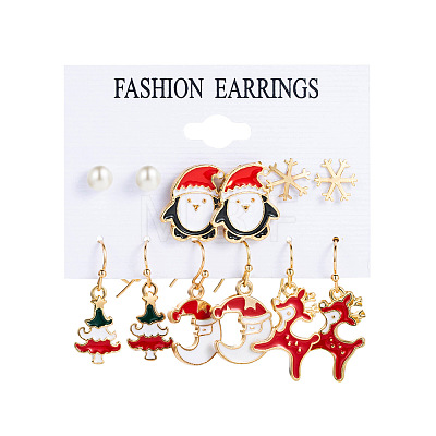 6 Pairs Alloy Enamel Earring Sets WG06580-04-1