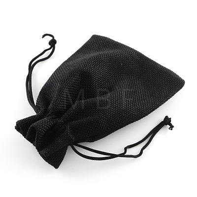 Polyester Imitation Burlap Packing Pouches Drawstring Bags X-ABAG-R005-18x13-09-1