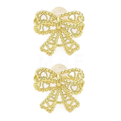 Bowknot Brass Stud Earrings for Women EJEW-P288-02G-1