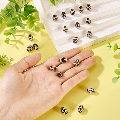 20Pcs 5 Styles Tibetan Style dZi Agate Beads G-TA0002-67-1