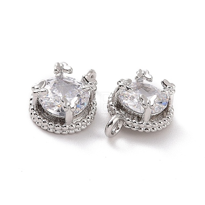 Brass Micro Pave Clear Cubic Zirconia Charms KK-E068-VF205-1