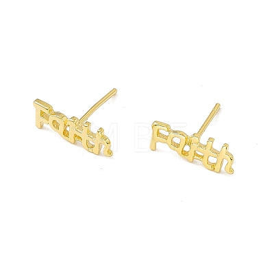 Brass Word Faith Stud Earrings for Women KK-A172-32G-1