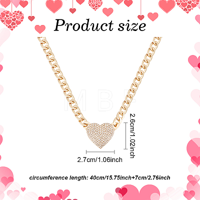 ANATTASOUL 2Pcs 2 Colors Crystal Rhinestone Heart Pendant Necklaces Set with Alloy Curb Chains NJEW-AN0001-88-1