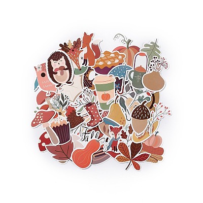 50Pcs Autumn Theme Cartoon Paper Sticker Label Set DIY-F119-03-1