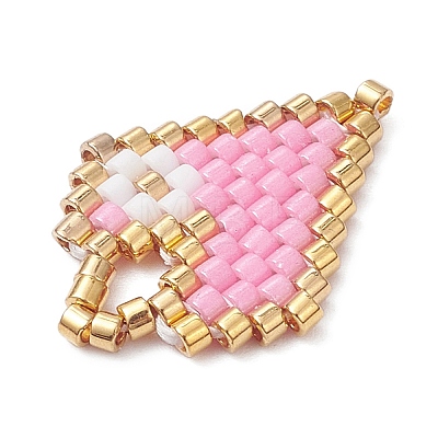 Beaded Heart Charms PALLOY-MZ01147-03-1