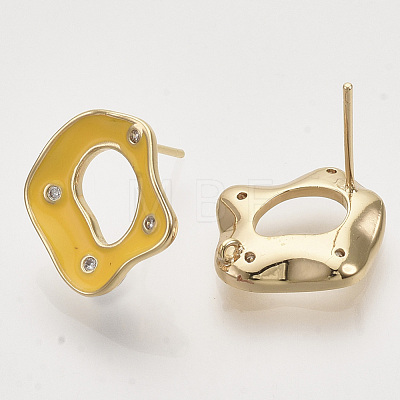 Brass Micro Pave Cubic Zirconia Stud Earring Findings X-KK-T054-35G-03-NF-1