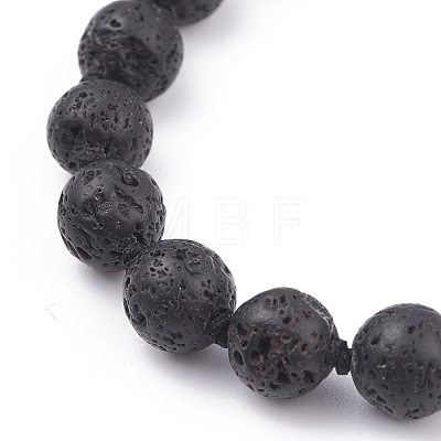 8mm Round Natural Lava Rock Braided Beads Bracelet BJEW-JB07083-02-1