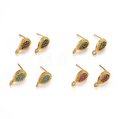 Brass Stud Earring Findings KK-G398-07A-G-1