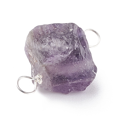 Natural Gemstone Connector Charms PALLOY-JF01390-02-1