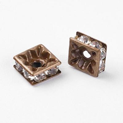 Brass Rhinestone Spacer Beads RB-A013-8x8-01AB-NF-1