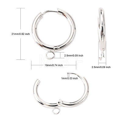 201 Stainless Steel Huggie Hoop Earring Findings STAS-P283-01F-S-1