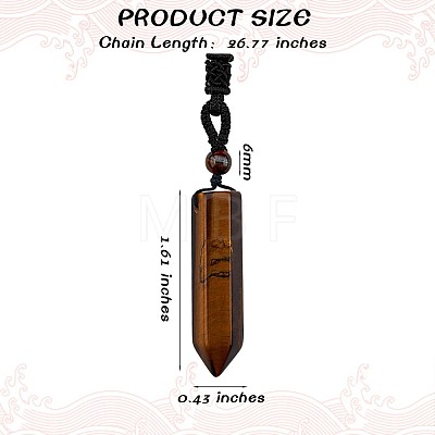 Natural Tiger Quartz Bullet Pendant Necklace JN1043A-1