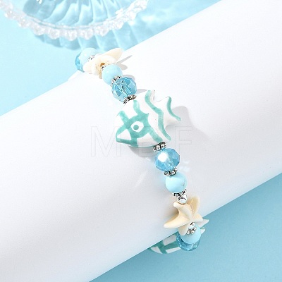 Natural Howlite Beaded Bracelets BJEW-JB14226-1