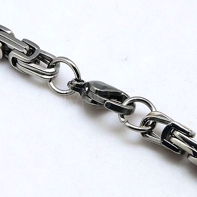 Men's Boys Byzantine Chain Necklaces Fashionable 201 Stainless Steel Necklaces NJEW-I008-28B-1