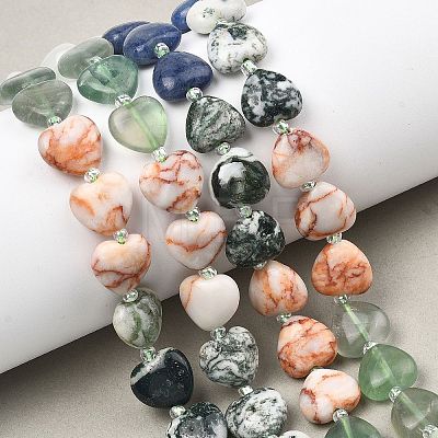 Gradient Color Natural Quartz & Fluorite & Tree Agate & Blue Aventurine & Red Netstone Beads Strands G-B185-A04-1