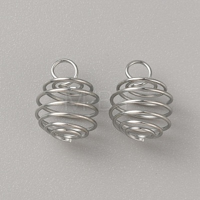 Stainless Steel Spiral Bead Cage Pendants STAS-WH0016-57P-1