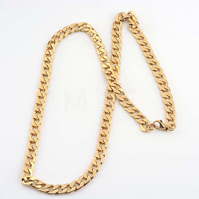 Vacuum Plating 201 Stainless Steel Curb Chains  Necklaces NJEW-R063-31G-1