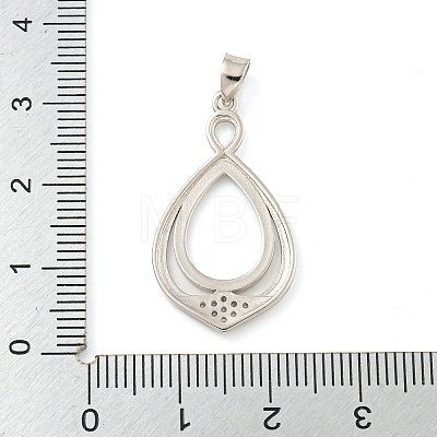 925 Sterling Silver Micro Pave Clear Cubic Zirconia Open Back Bezel Pendant Cabochon Settings STER-B005-25P-1