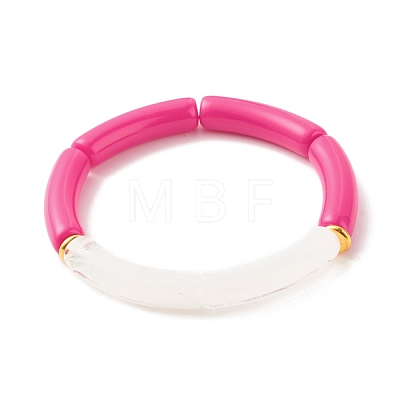 Acrylic Tube Beaded Stretch Bracelets BJEW-JB07777-1