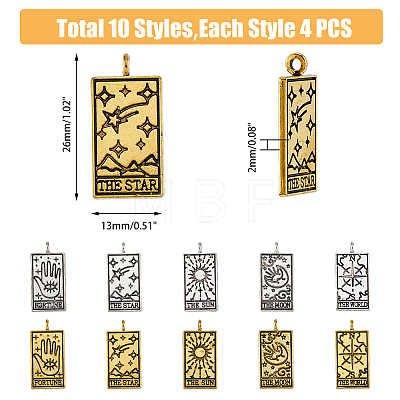 DICOSMETIC 40Pcs 10 Styles Tibetan Style Alloy Pendants FIND-DC0004-51-1