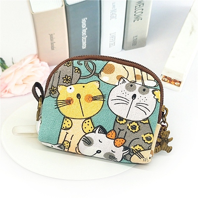 Cartoon Cat Shape Printed Cloth Zipper Wallets PW-WGE0DD7-01-1