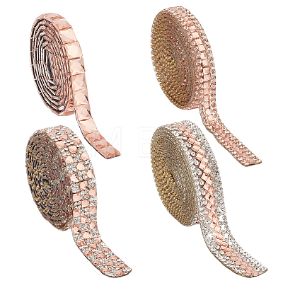 4 Rolls 4 Styes Glass Self Adhesive Hotfix Rhinestone Ribbon Trimming DIY-DR0001-95B-1