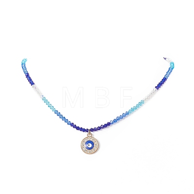 Alloy Enamel Evil Eye Pendant Necklace with Crystal Rhinestone NJEW-JN04206-1
