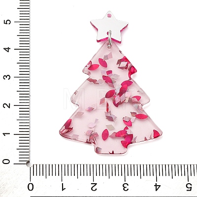 Christmas Tree Printed Opaque Acrylic Pendants OACR-Q080-03A-1