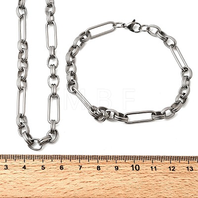 304 Stainless Steel Link Chain Bracelet & Necklace Jewelry Sets SJEW-L199-09P-1