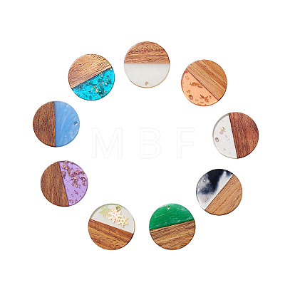 Opaque Resin & Transparent Resin & Walnut Wood Pendants RESI-SZ0001-12-1