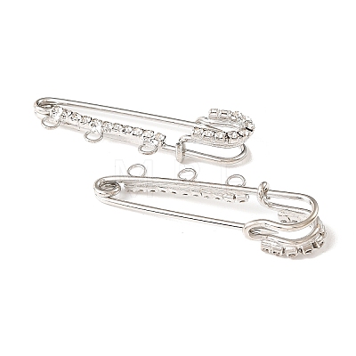 Iron Rhinestone Safety Pins Brooch Findings JEWB-E045-01A-P-1