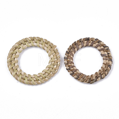 Handmade Reed Cane/Rattan Woven Linking Rings WOVE-T006-067-1