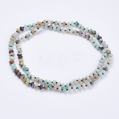 Natural Amazonite Beaded Multi-use Necklaces/Wrap Bracelets NJEW-K095-A09-1