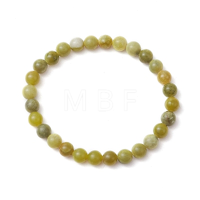 Natural Chinese Jade Round Bead Stretch Bracelets for Women Men BJEW-TA00599-1