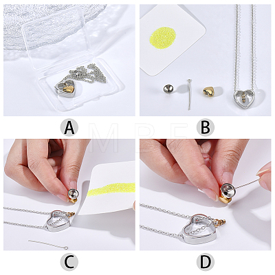 1Pc 304 Stainless Steel Heart Pendant Urn Ashes Necklaces NJEW-CN0001-19GP-1