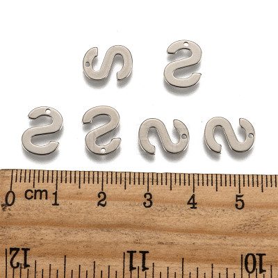 Tarnish Resistant 304 Stainless Steel Letter Charms STAS-O072-S-1