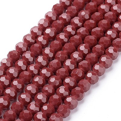 Faceted(32 Facets) Glass Beads Strands LS-EGLA-J042-4mm-24-1