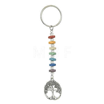 Chakra Natural Lava Rock & Alloy Tree of Life Pendant Keychain KEYC-JKC00644-04-1