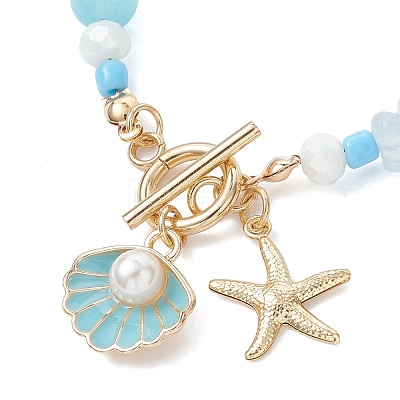 304 Stainless Steel & Alloy Enamel Charm Bracelets BJEW-TA00707-1