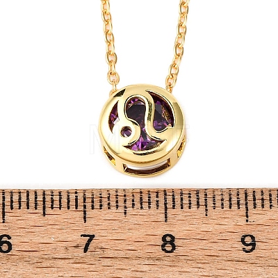 Brass Pave Cubic Zirconia Birth Stone Constellation Pendant Cable Chain Necklaces LS-NJEW-D334-01G-09-1
