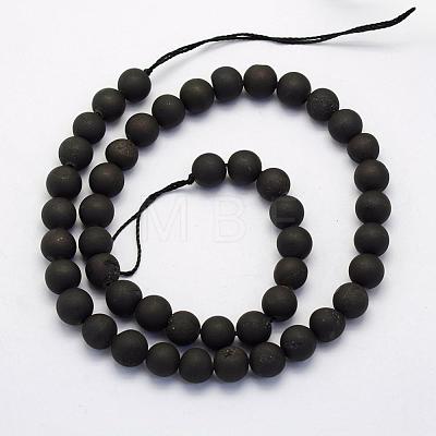 Electroplate Natural Druzy Agate Beads Strands G-G708-8mm-09-1