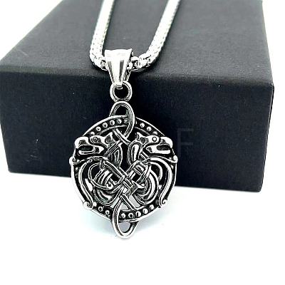 304 Stainless Steel Nordic Viking Dragon Pendant Necklaces for Men Women QO1478-1