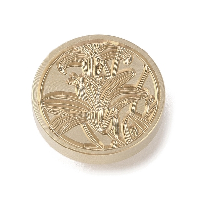 Golden Tone Wax Seal Brass Stamp Head DIY-B079-02G-01-1