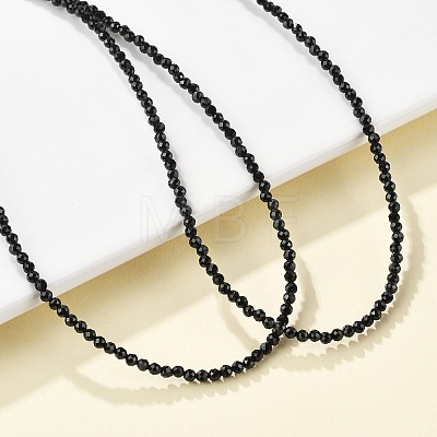 Natural Black Spinel Beaded Necklaces NJEW-K114-A-A20-1