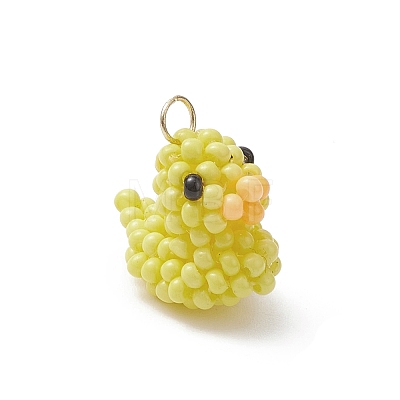Glass Seed Beaded Duck Charms PALLOY-MZ01133-01-1