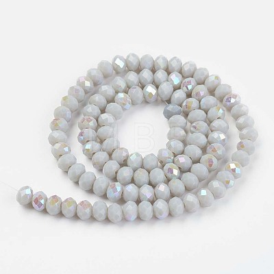Electroplate Opaque Solid Color Glass Beads Strands X1-EGLA-A034-P8mm-L16-1